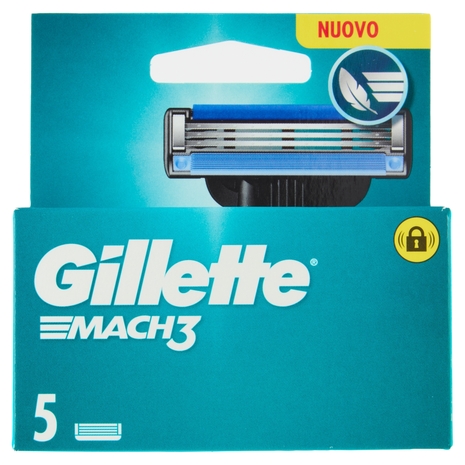 Gillette Lamette Rasoi Uomo Mach3 per Rasoio a 3 Lame, Confezione da 5 Lamette Barba